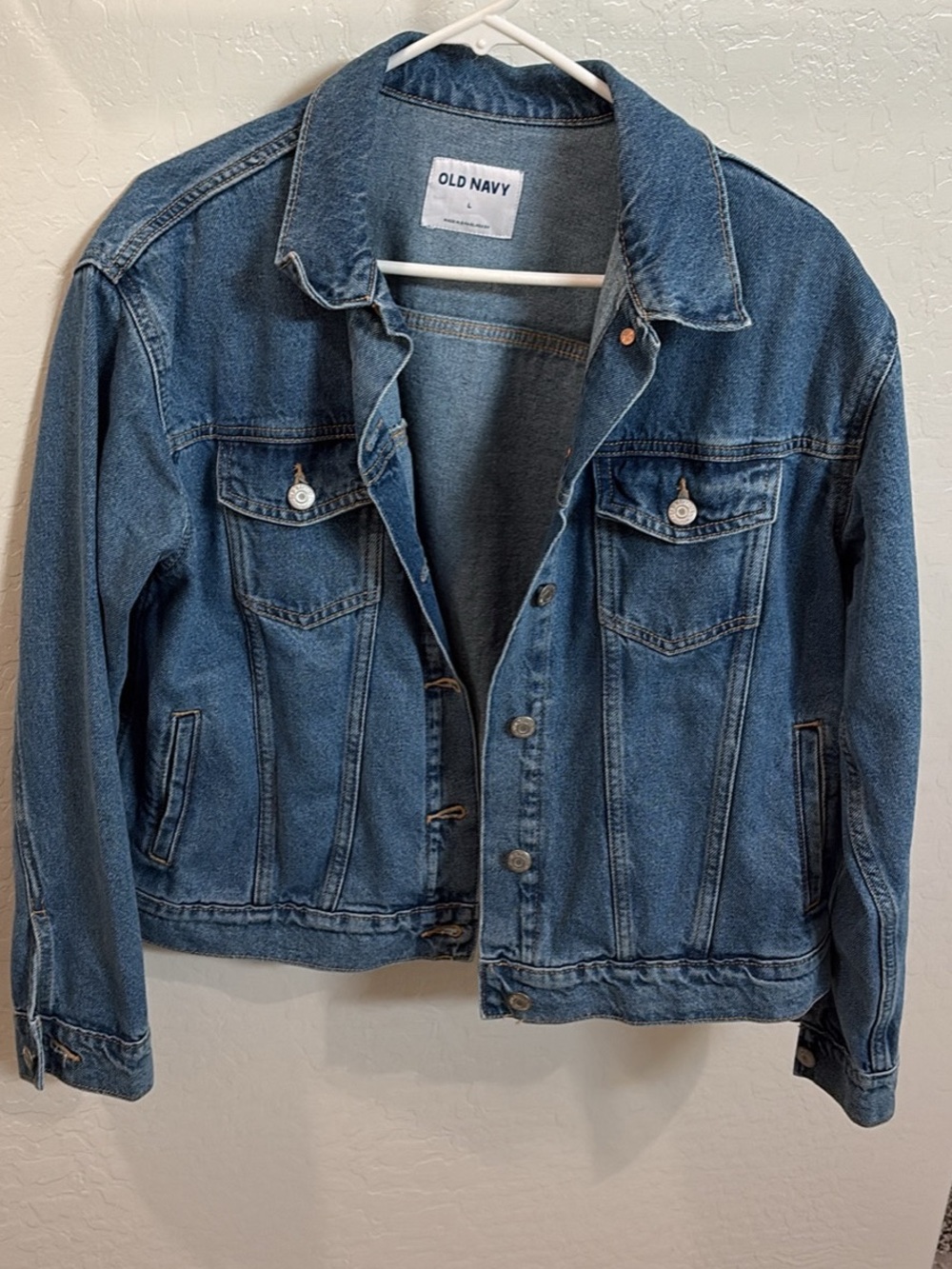 Old Navy Blue Denim Trucker Jacket with Chest Pockets